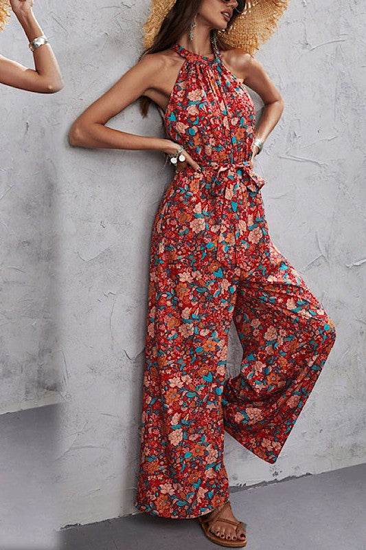 Floral halter jumpsuit - Shop Style & More | Fresh Looks, Everyday Deals & Free Shipping