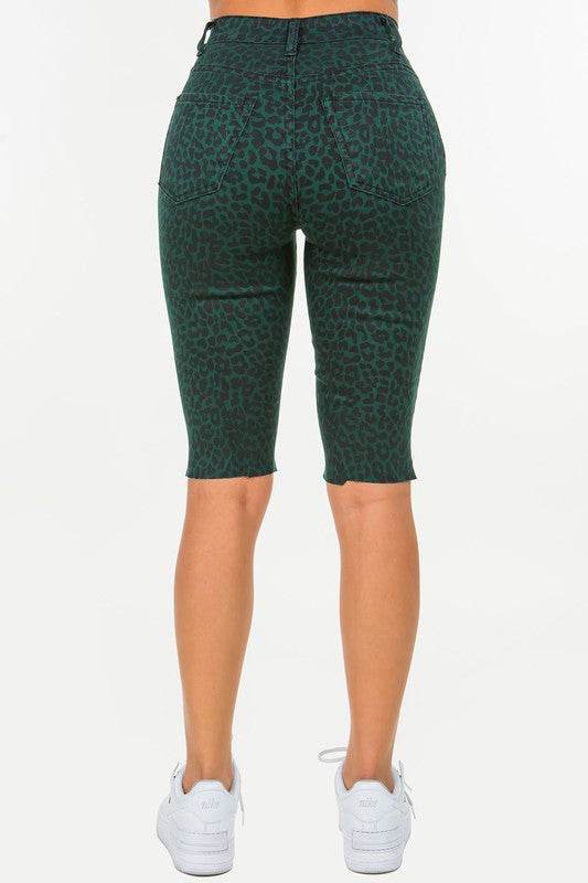 Leopard Print Bermuda Short in Pine Green - Shop Style & More | Fresh Looks, Everyday Deals & Free Shipping