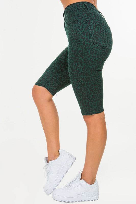 Leopard Print Bermuda Short in Pine Green - Shop Style & More | Fresh Looks, Everyday Deals & Free Shipping