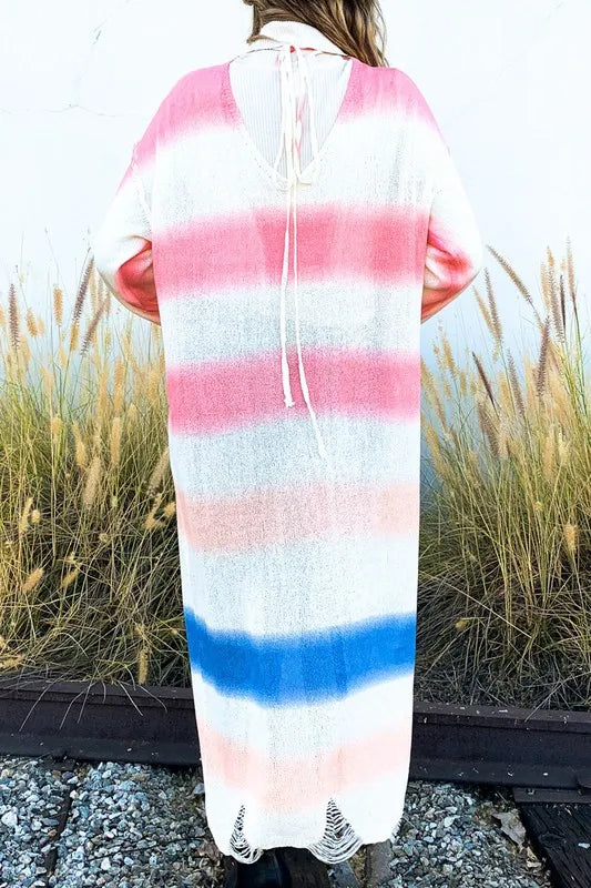 And The Why Multi Gradation Dye Maxi Cardigan Sweater Women's Outerwear