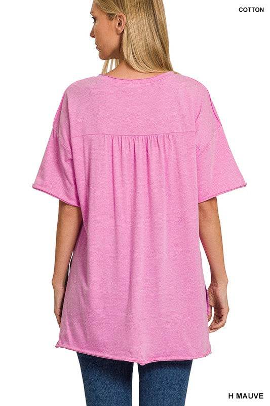 Front Pocket Raw Edge Boyfriend Tee - Shop Style & More | Fresh Looks, Everyday Deals & Free Shipping