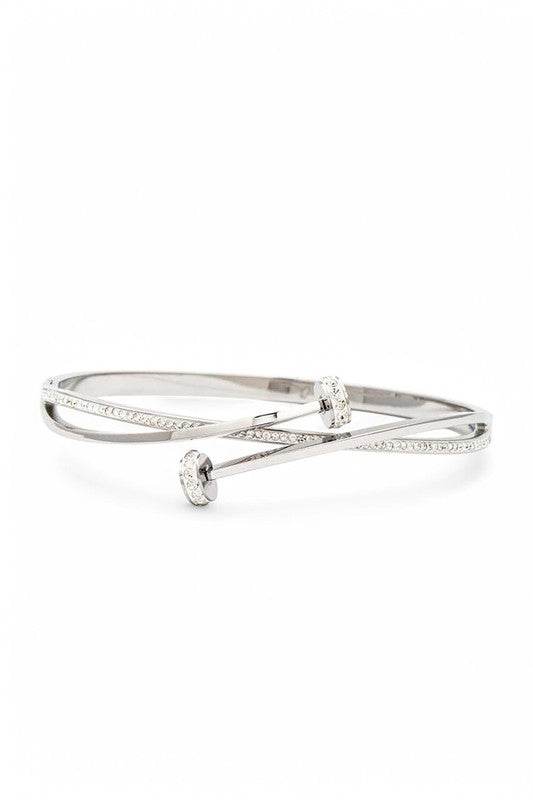 Crystal Pave Nail Designed Stainless Steel Bangle - Shop Style & More | Fresh Looks, Everyday Deals & Free Shipping