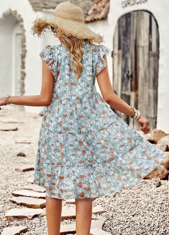 Floral v neck ruffle sleeve dress - Shop Style & More | Fresh Looks, Everyday Deals & Free Shipping