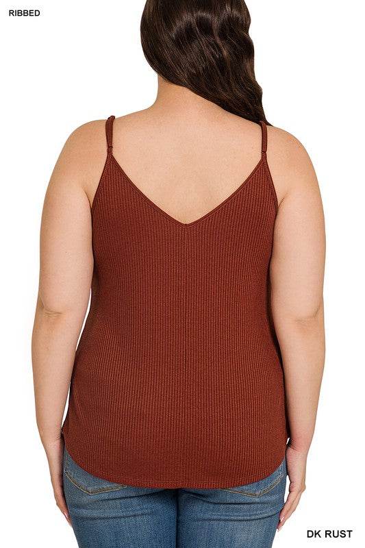 Plus Ribbed Half Snap Button Closure Cami Top - Shop Style & More | Fresh Looks, Everyday Deals & Free Shipping