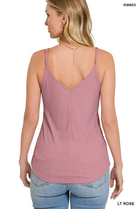 Ribbed Half Snap Button Closure Cami Top - Shop Style & More | Fresh Looks, Everyday Deals & Free Shipping
