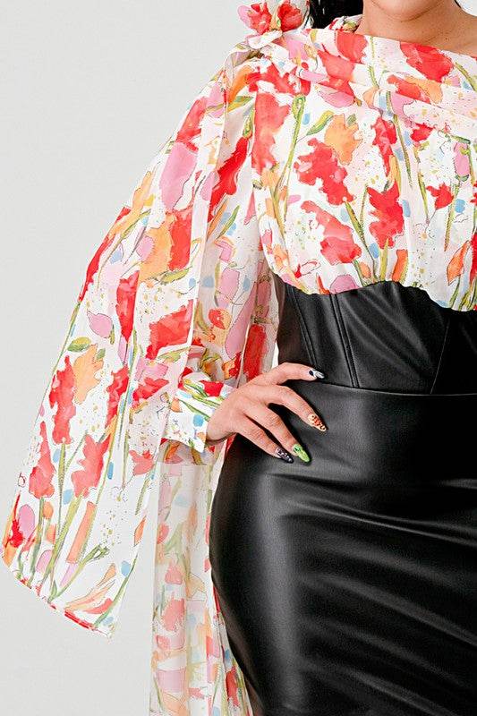 ATHINA FLORAL LEATHER MINI DRESS - Shop Style & More | Fresh Looks, Everyday Deals & Free Shipping