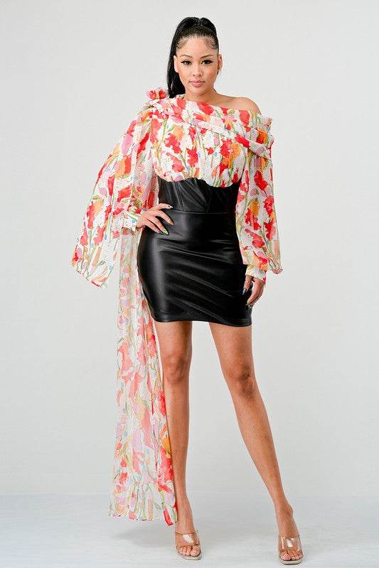 ATHINA FLORAL LEATHER MINI DRESS - Shop Style & More | Fresh Looks, Everyday Deals & Free Shipping