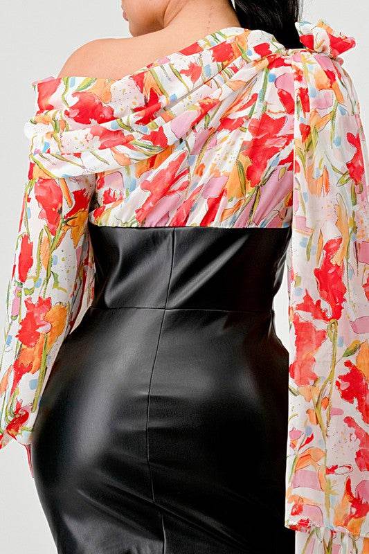 ATHINA FLORAL LEATHER MINI DRESS - Shop Style & More | Fresh Looks, Everyday Deals & Free Shipping