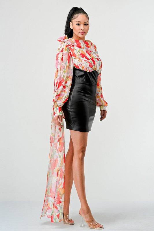 ATHINA FLORAL LEATHER MINI DRESS - Shop Style & More | Fresh Looks, Everyday Deals & Free Shipping