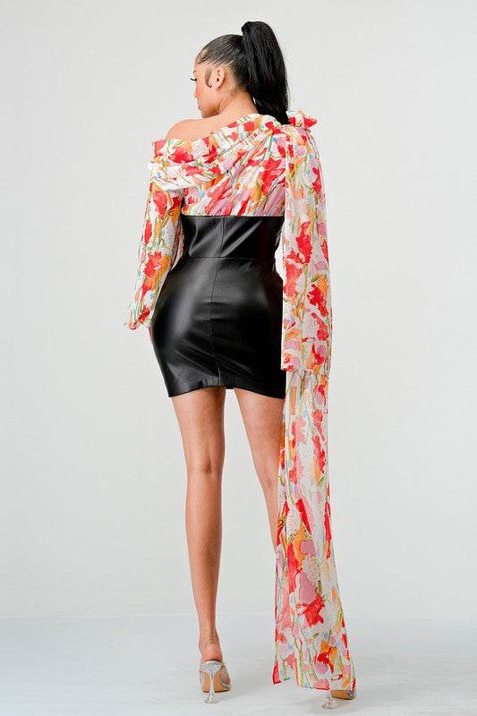 ATHINA FLORAL LEATHER MINI DRESS - Shop Style & More | Fresh Looks, Everyday Deals & Free Shipping