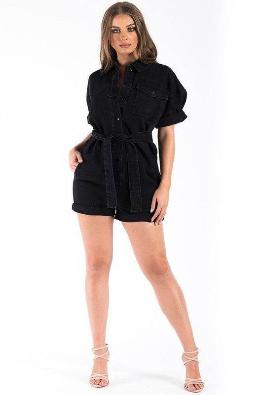 Vintage Romper In Black Denim - Shop Style & More | Fresh Looks, Everyday Deals & Free Shipping