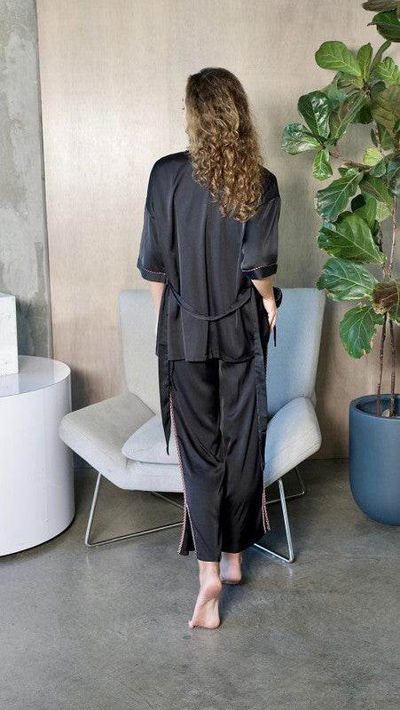 Black Silky 3 Piece Kimono Pajama Sets - Shop Style & More | Fresh Looks, Everyday Deals & Free Shipping