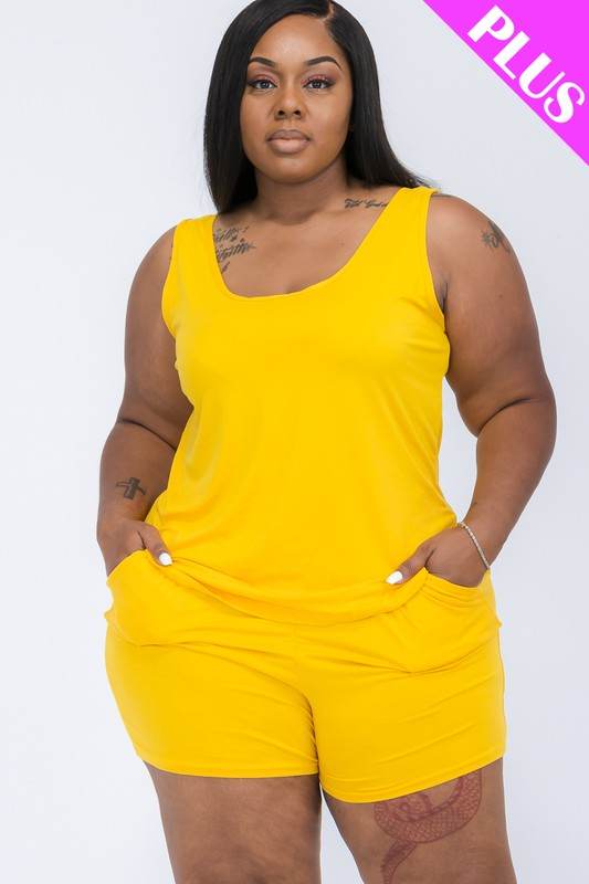 Plus Solid Comfy Tank Top & Shorts Set - Shop Style & More | Fresh Looks, Everyday Deals & Free Shipping