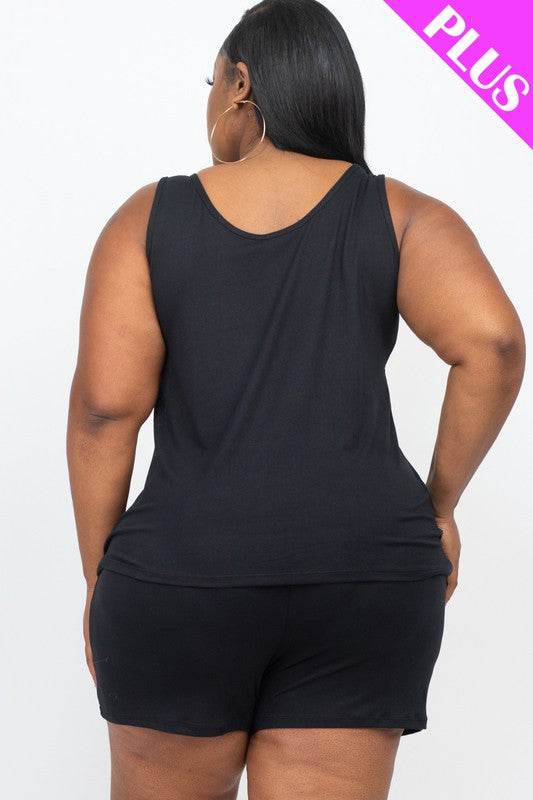 Plus Solid Comfy Tank Top & Shorts Set - Shop Style & More | Fresh Looks, Everyday Deals & Free Shipping