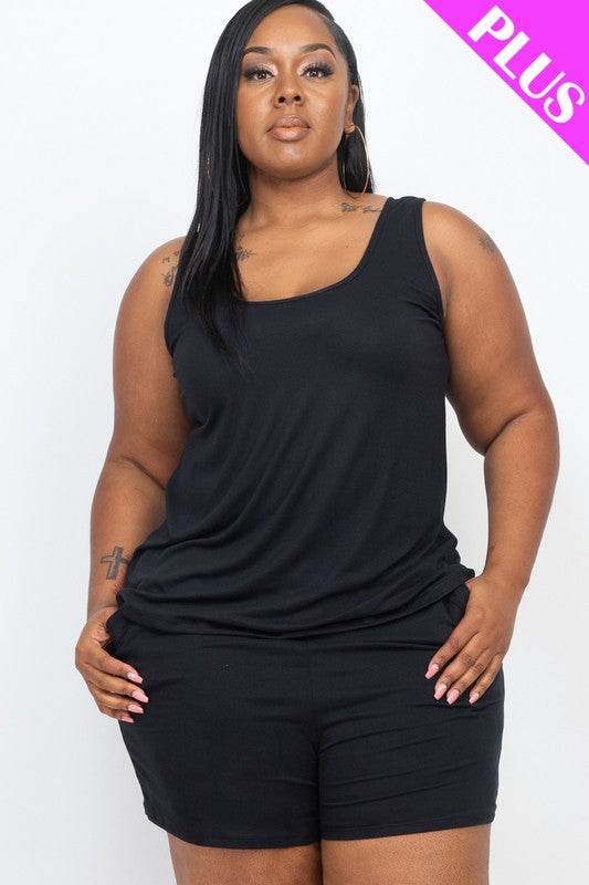 Plus Solid Comfy Tank Top & Shorts Set - Shop Style & More | Fresh Looks, Everyday Deals & Free Shipping