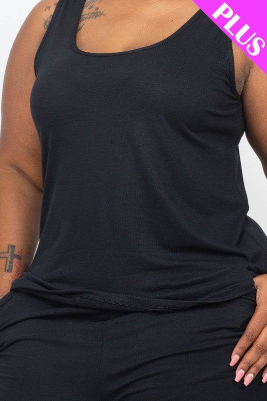 Plus Solid Comfy Tank Top & Shorts Set - Shop Style & More | Fresh Looks, Everyday Deals & Free Shipping