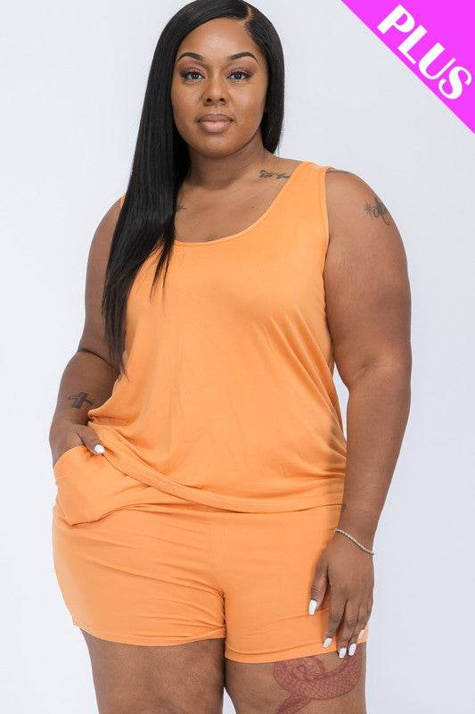 Plus Solid Comfy Tank Top & Shorts Set - Shop Style & More | Fresh Looks, Everyday Deals & Free Shipping