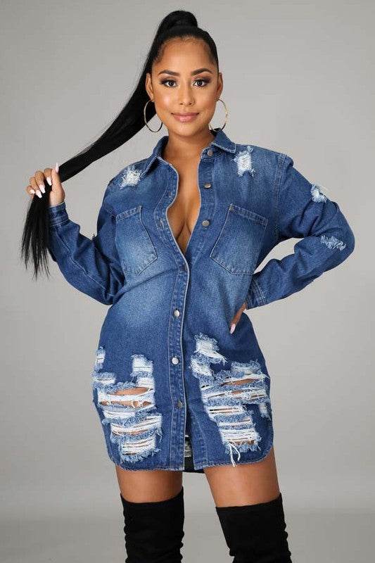 SEXY DENIM JACKET DRESS - Shop Style & More | Fresh Looks, Everyday Deals & Free Shipping