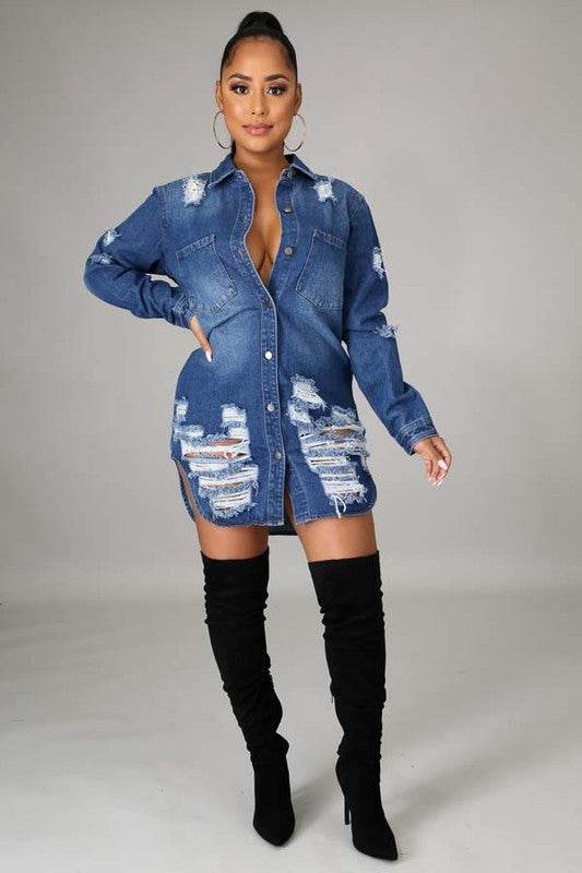 SEXY DENIM JACKET DRESS - Shop Style & More | Fresh Looks, Everyday Deals & Free Shipping