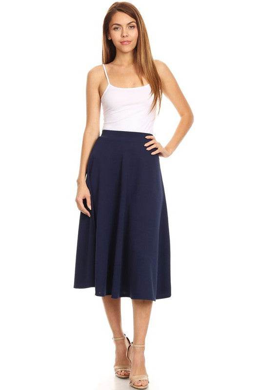 Solid high waisted, A-line, midi skirt - Shop Style & More | Fresh Looks, Everyday Deals & Free Shipping