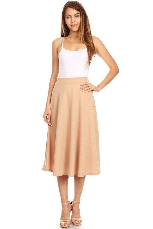 Solid high waisted, A-line, midi skirt - Shop Style & More | Fresh Looks, Everyday Deals & Free Shipping