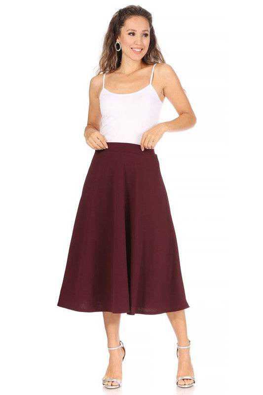 Solid high waisted, A-line, midi skirt - Shop Style & More | Fresh Looks, Everyday Deals & Free Shipping