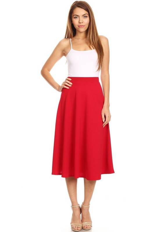 Solid high waisted, A-line, midi skirt - Shop Style & More | Fresh Looks, Everyday Deals & Free Shipping