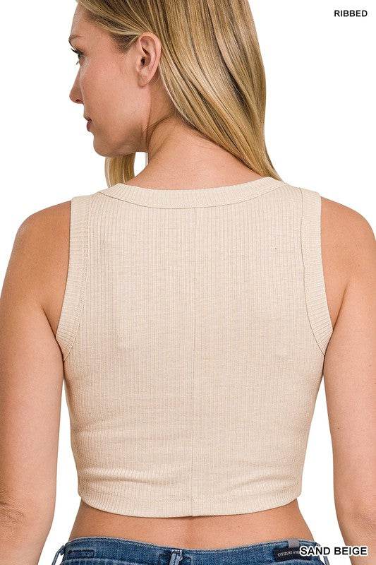 Ribbed Scoop Neck Crop Tank Top - Shop Style & More | Fresh Looks, Everyday Deals & Free Shipping