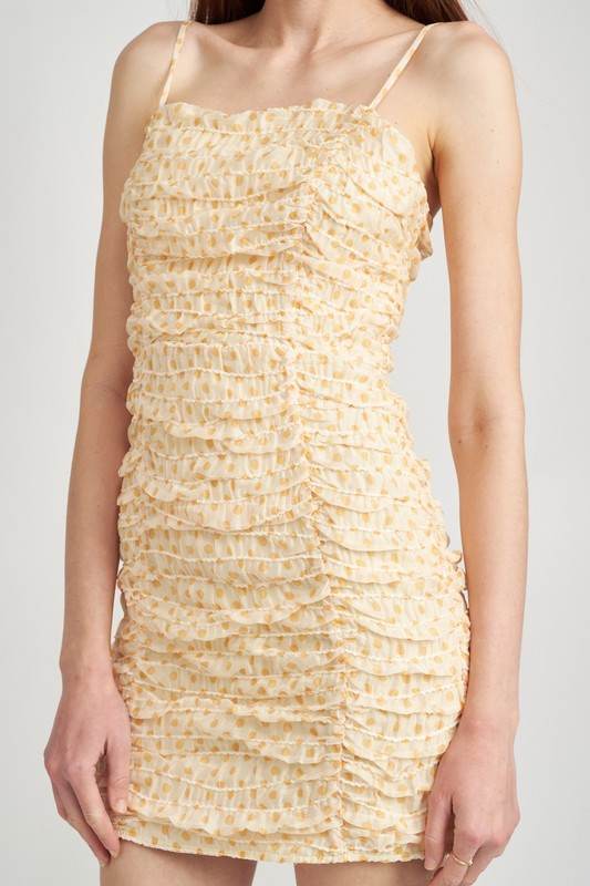 SPAGHETTI STRAP RUCHED MINI DRESS - Shop Style & More | Fresh Looks, Everyday Deals & Free Shipping
