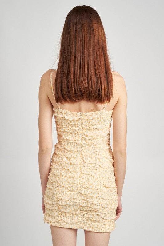 SPAGHETTI STRAP RUCHED MINI DRESS - Shop Style & More | Fresh Looks, Everyday Deals & Free Shipping