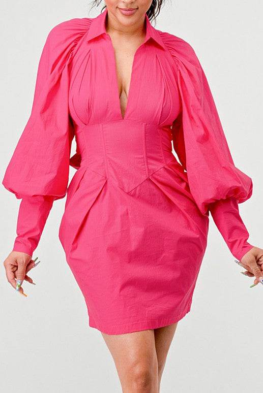 PUFF SLEEVES HEM DRESS - Shop Style & More | Fresh Looks, Everyday Deals & Free Shipping