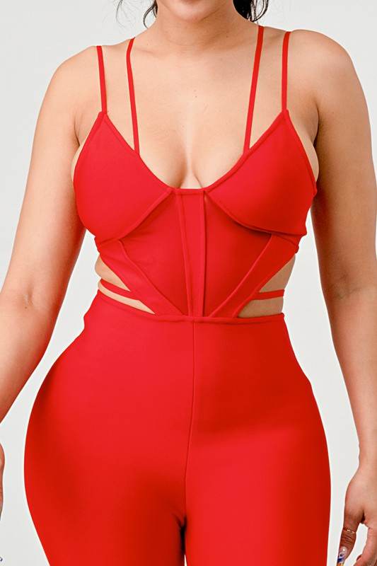 DOUBLE SPAGHETTI STRAP BODYCON JUMPSUIT - Shop Style & More | Fresh Looks, Everyday Deals & Free Shipping