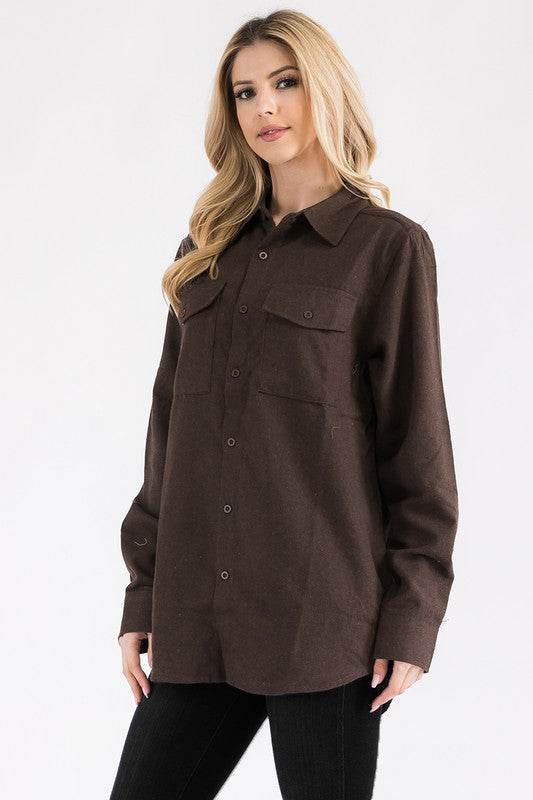 Womens Boyfriend Solid Flannel Shirt - Shop Style & More | Fresh Looks, Everyday Deals & Free Shipping