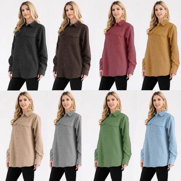 Womens Boyfriend Solid Flannel Shirt - Shop Style & More | Fresh Looks, Everyday Deals & Free Shipping