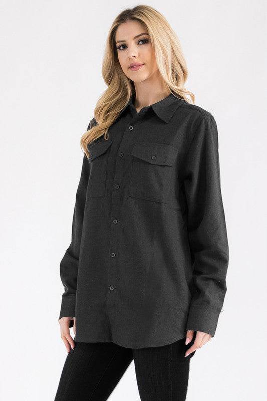 Womens Boyfriend Solid Flannel Shirt - Shop Style & More | Fresh Looks, Everyday Deals & Free Shipping