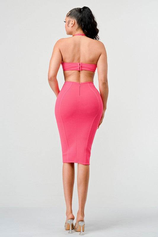 HALTER HOLLOW OUT BODYCON BANDAGE DRESS - Shop Style & More | Fresh Looks, Everyday Deals & Free Shipping