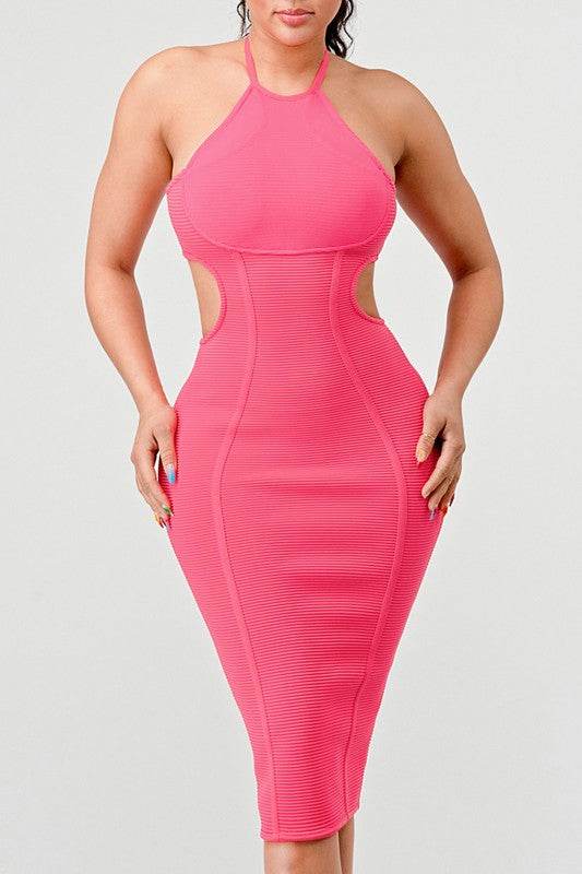 HALTER HOLLOW OUT BODYCON BANDAGE DRESS - Shop Style & More | Fresh Looks, Everyday Deals & Free Shipping