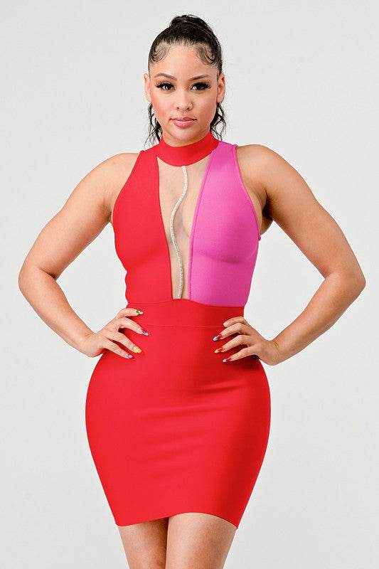 TWO TONE CONTRAST MINI BANDAGE DRESS - Shop Style & More | Fresh Looks, Everyday Deals & Free Shipping