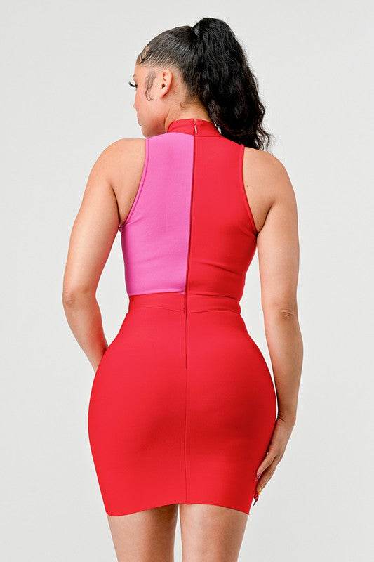 TWO TONE CONTRAST MINI BANDAGE DRESS - Shop Style & More | Fresh Looks, Everyday Deals & Free Shipping