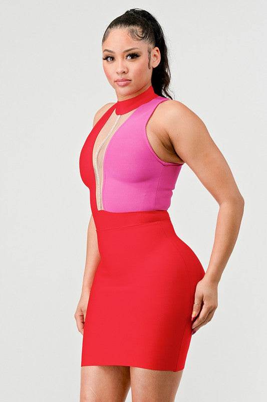 TWO TONE CONTRAST MINI BANDAGE DRESS - Shop Style & More | Fresh Looks, Everyday Deals & Free Shipping