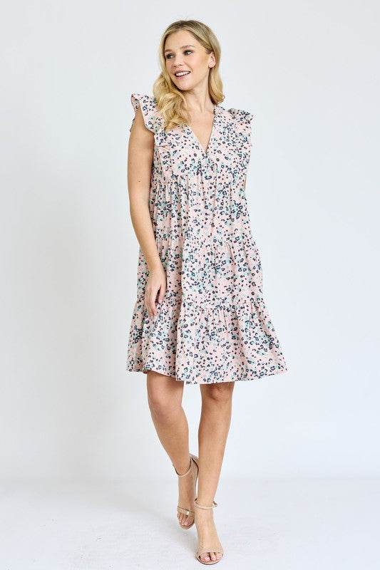Leopard Flutter Sleeve V Neck Dress - Shop Style & More | Fresh Looks, Everyday Deals & Free Shipping