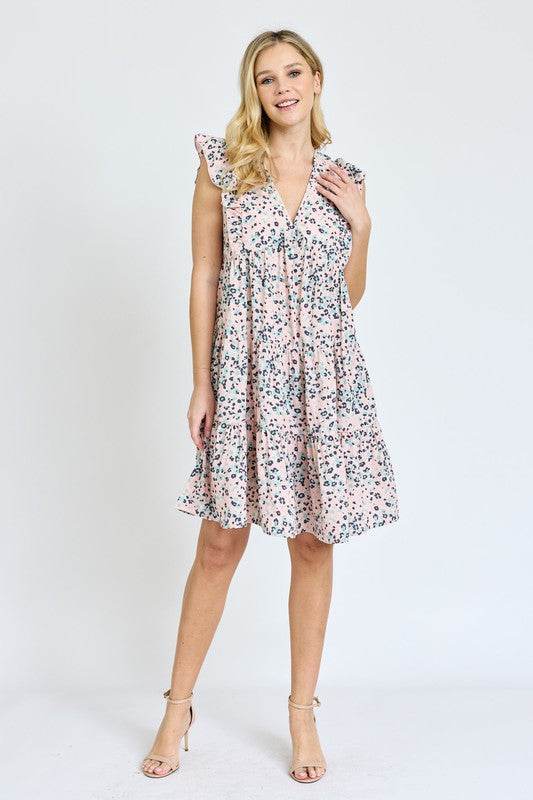 Leopard Flutter Sleeve V Neck Dress - Shop Style & More | Fresh Looks, Everyday Deals & Free Shipping