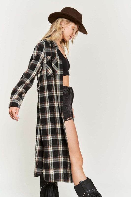 PLAID PRINT COLLAR LONG SHIRT DRESS PLUS - Shop Style & More | Fresh Looks, Everyday Deals & Free Shipping