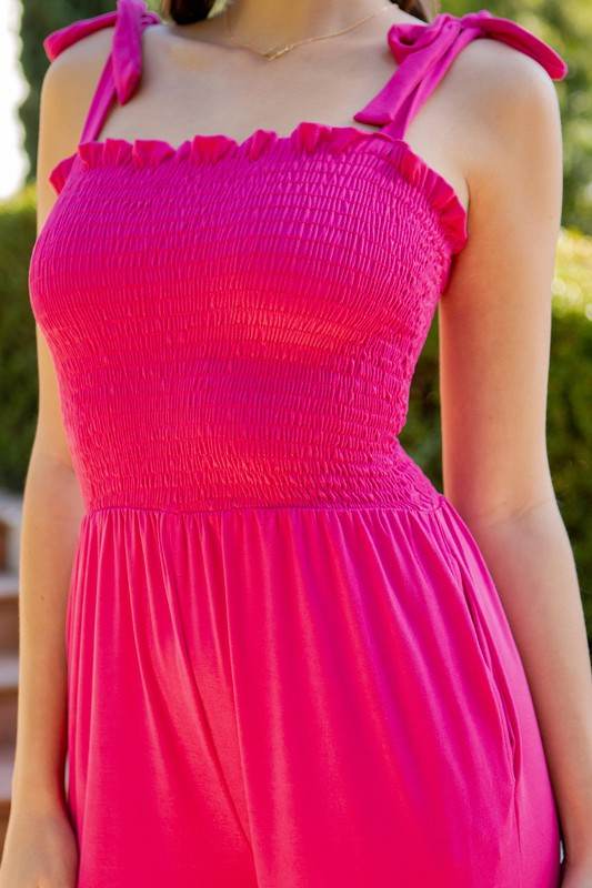 Smocked Bodice Jumpsuit-2 Color - Shop Style & More | Fresh Looks, Everyday Deals & Free Shipping