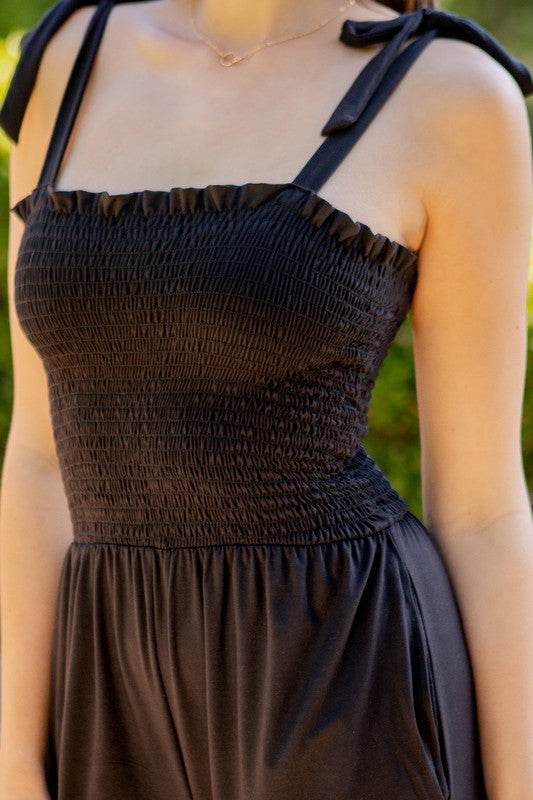 Smocked Bodice Jumpsuit-2 Color - Shop Style & More | Fresh Looks, Everyday Deals & Free Shipping