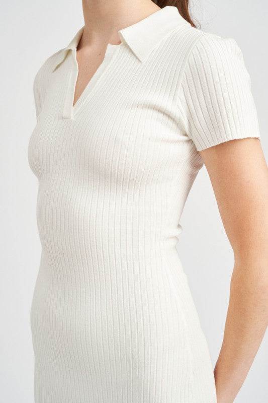 COLLARED LONG SLEEVE MIDI DRESS - Shop Style & More | Fresh Looks, Everyday Deals & Free Shipping