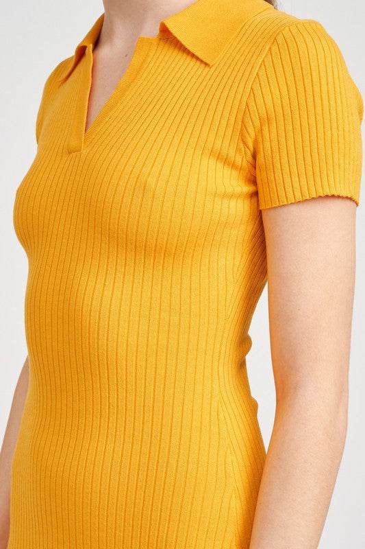 COLLARED LONG SLEEVE MIDI DRESS - Shop Style & More | Fresh Looks, Everyday Deals & Free Shipping