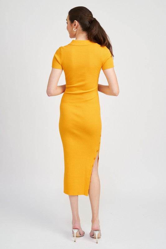 COLLARED LONG SLEEVE MIDI DRESS - Shop Style & More | Fresh Looks, Everyday Deals & Free Shipping