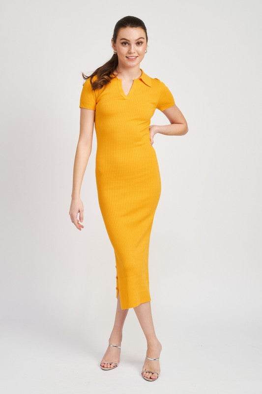 COLLARED LONG SLEEVE MIDI DRESS - Shop Style & More | Fresh Looks, Everyday Deals & Free Shipping