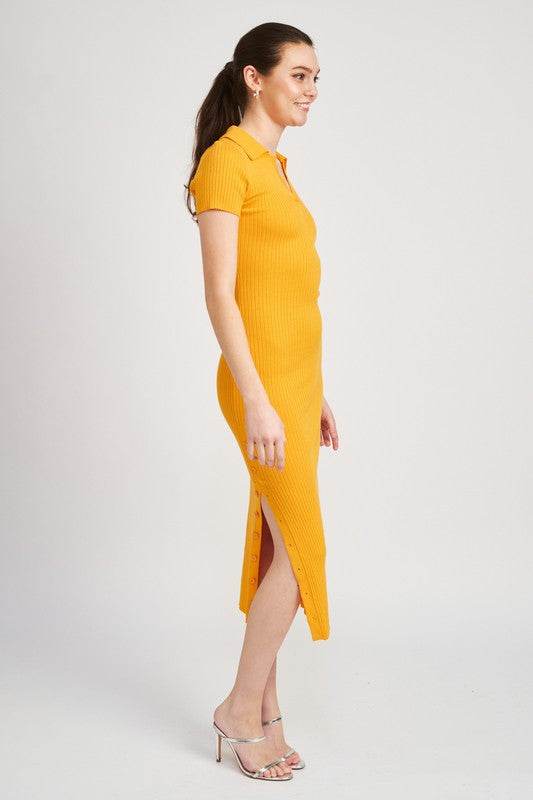 COLLARED LONG SLEEVE MIDI DRESS - Shop Style & More | Fresh Looks, Everyday Deals & Free Shipping